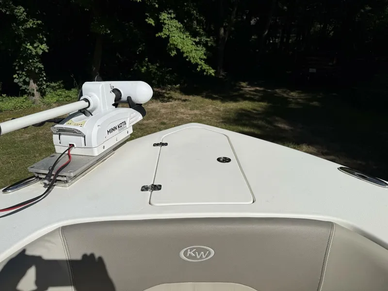 Slide: The Image of Bow of a Key West 263 FS boat with a Minn Kota trolling motor. - 36