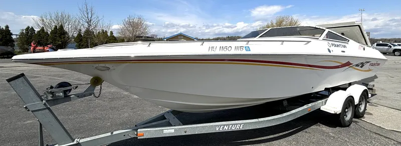 The Image of A 2005 Fountain 27 Fever on a trailer, ready for the water. - 1
