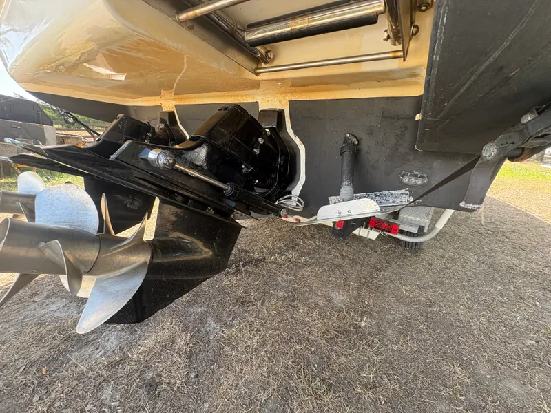 Slide: The Image of Close-up of a Sea Ray Sundancer 310's stern with propeller and drive system. - 46