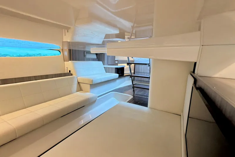 Slide: The Image of Luxurious interior of 2022 Regal 36 XO yacht with modern seating and sleek design. - 43