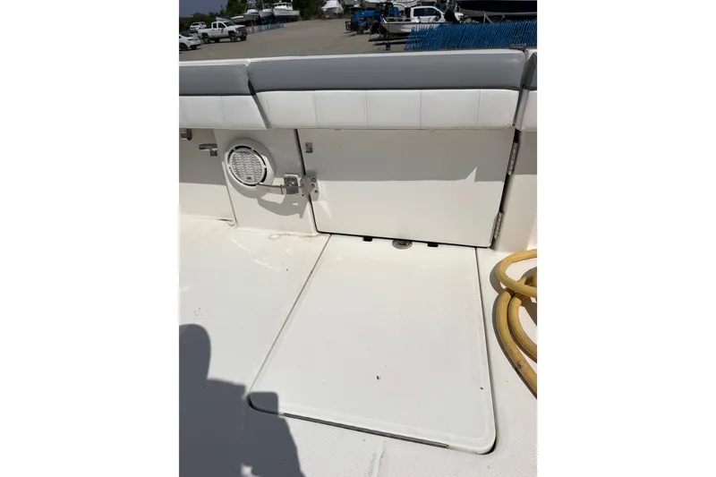 Slide: The Image of 2019 Regulator 41 boat deck with seating and speaker. - 39