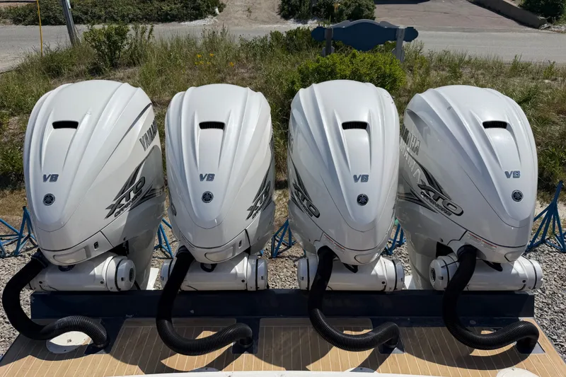 Slide: The Image of Four Yamaha V8 XTO outboard engines on a 2019 Regulator 41 boat. - 16