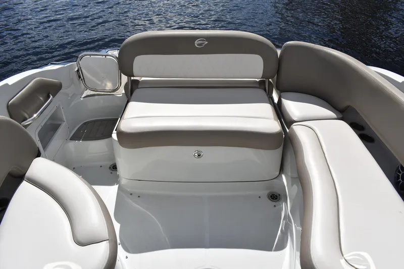 Slide: The Image of 2019 Crownline Eclipse E255 SURF boat interior with comfortable seating. - 15