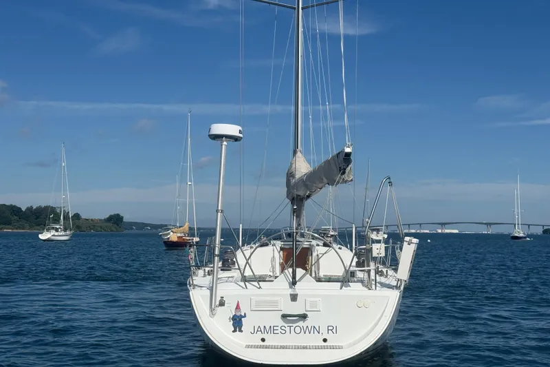 Slide: The Image of Sailboat Beneteau First 44.7, 2006 model, anchored in Jamestown, RI harbor. - 4