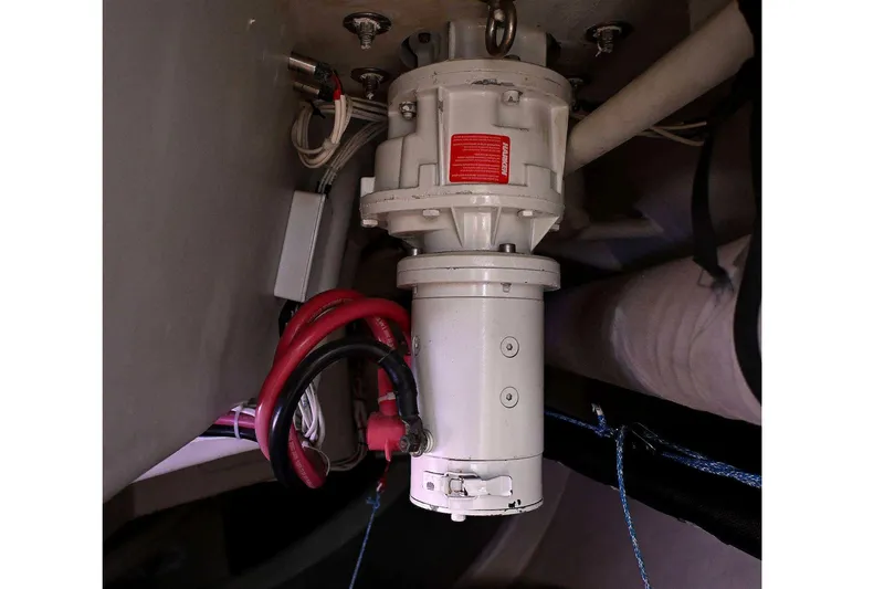 Slide: The Image of Electrical component in a 1992 Santa Cruz 52 yacht, featuring cables and connectors. - 54