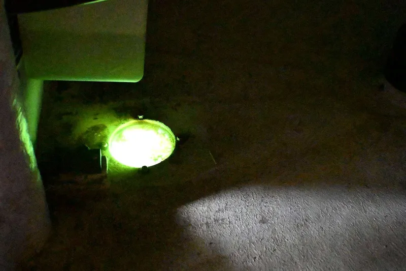 Slide: The Image of Dimly lit area with a glowing green light on a Santa Cruz 52, 1992 model. - 57