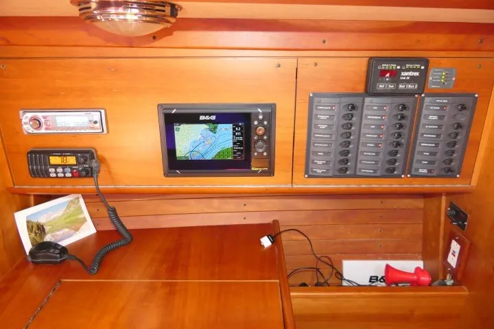 Slide: The Image of Navigation and control panel inside a 2004 J Boats J/109 yacht. - 14
