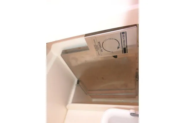 Slide: The Image of Sea Frost refrigeration unit in 2004 J Boats J/109 sailboat galley. - 22