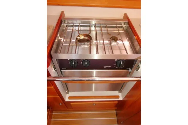 Slide: The Image of Stainless steel stove in 2004 J Boats J/109 yacht galley. - 20