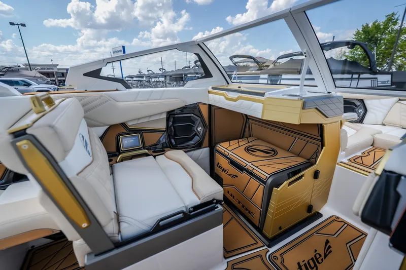 Slide: The Image of 2027 Tigé Ultré 23ZX boat interior with luxurious seating and modern design. - 42