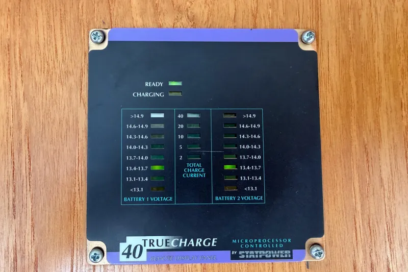 Slide: The Image of Battery voltage display panel on a 1990 Cruise-A-Home Corsair boat. - 26