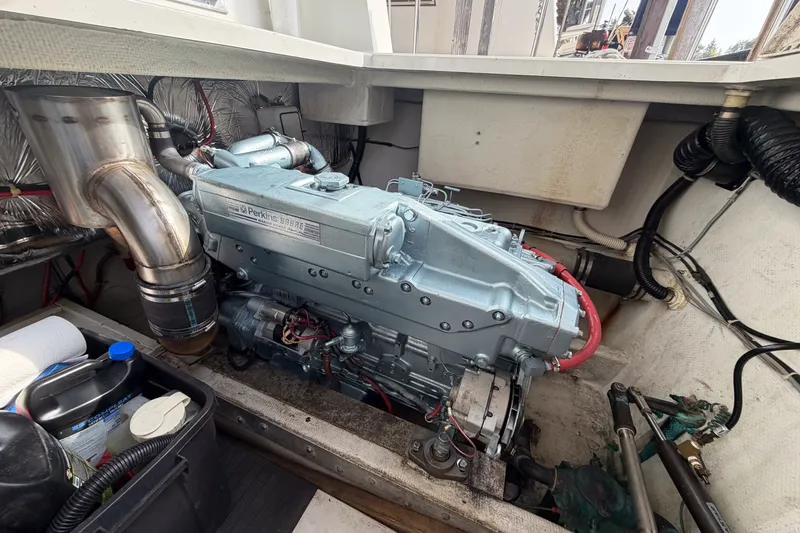Slide: The Image of Engine compartment of a 1990 Cruise-A-Home Corsair with Perkins engine. - 19