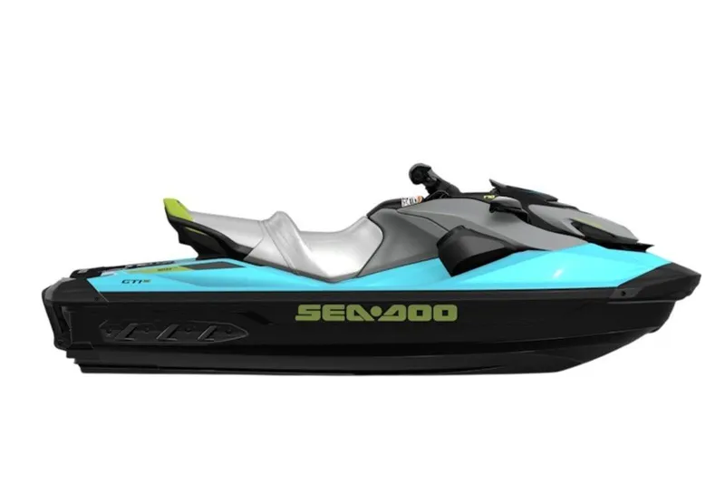The Image of 2027 Sea-Doo GTI SE 170 jet ski in sleek blue and black design. - 1
