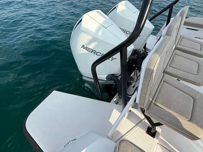 Slide: The Image of Two Mercury outboard engines on an Axopar Brabus 37 XC Cross Cabin boat. - 36