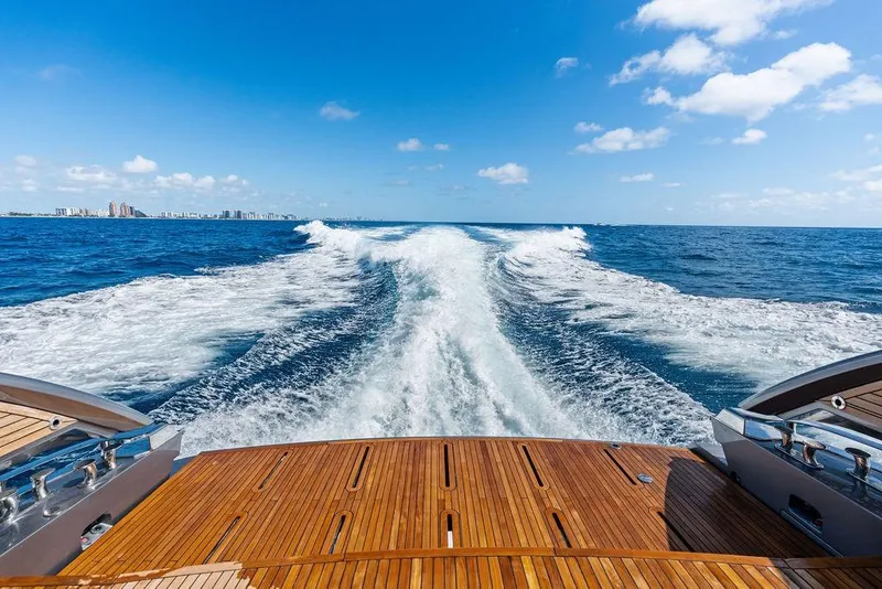 Slide: The Image of Luxury yacht Pershing GTX 80 cruising on open sea, 2025 model. - 44