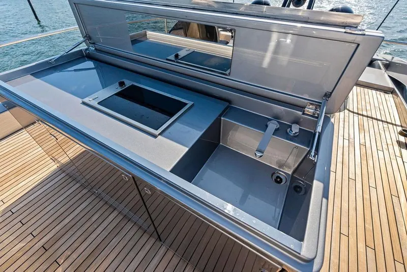 Slide: The Image of Luxury outdoor kitchen on 2025 Pershing GTX 80 yacht deck. - 36