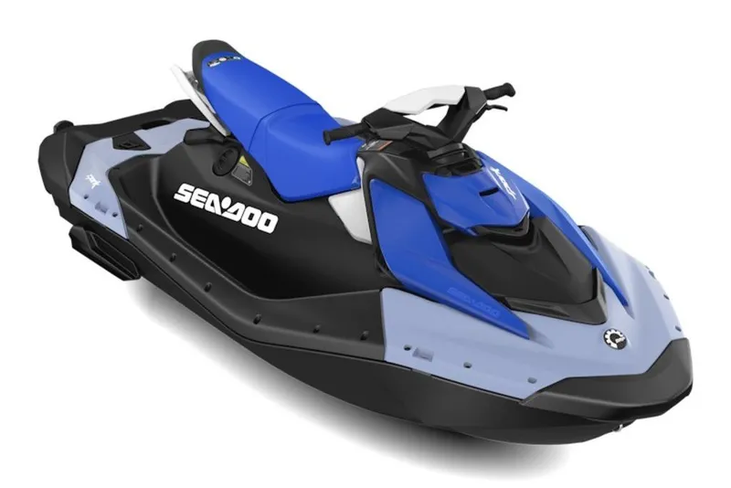 The Image of 2027 Sea-Doo Spark for 3, blue and black jet ski, side view. - 0