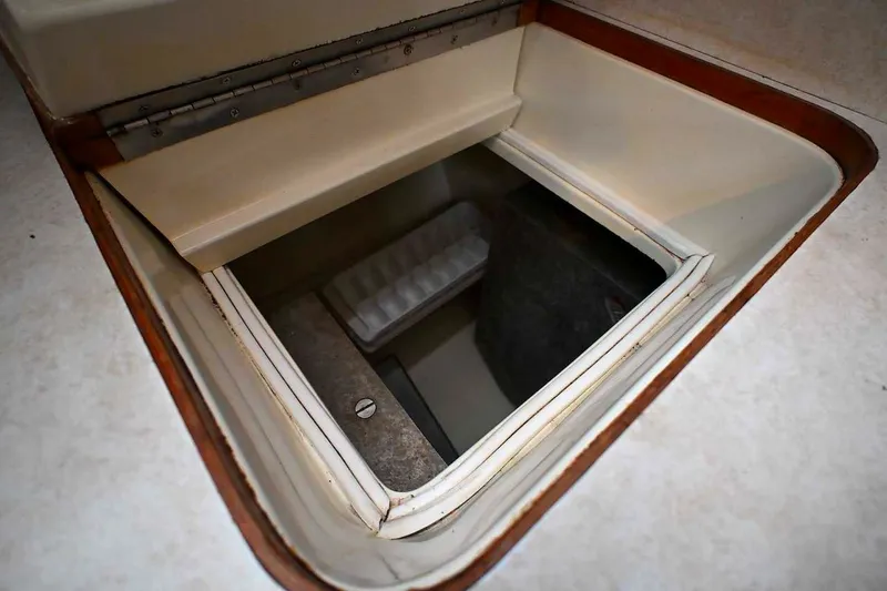 Slide: The Image of Open storage compartment on 1989 Ta Shing Yachts Taswell 43 sailboat. - 59