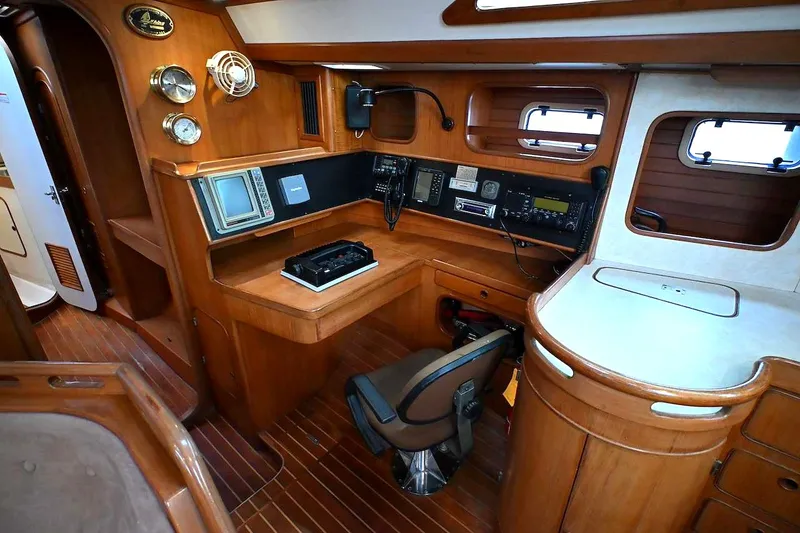 Slide: The Image of Interior of 1989 Ta Shing Taswell 43 yacht with navigation equipment and wooden finish. - 51