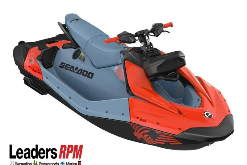 The Image of 2027 Sea-Doo Spark X Trixx for 3, vibrant red and blue design, Leaders RPM logo. - 0