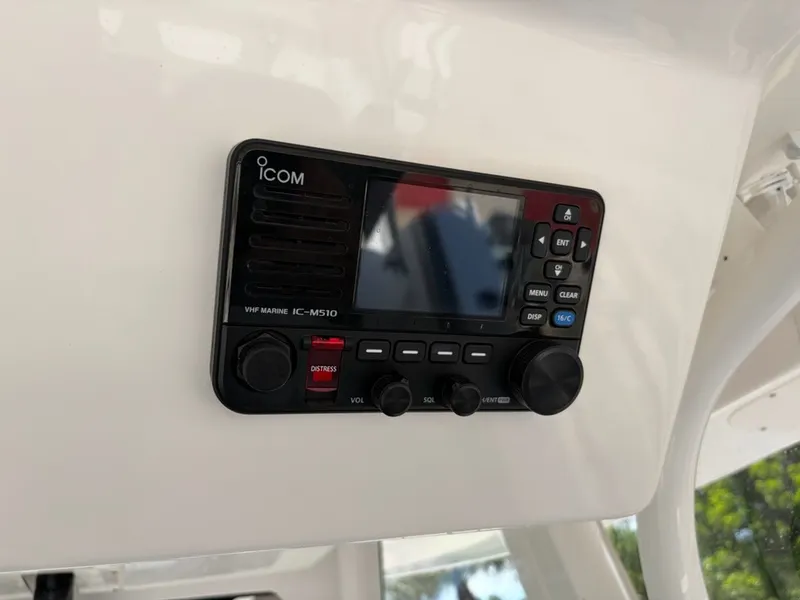 Slide: The Image of An Icom VHF marine radio is installed on a boat. - 15