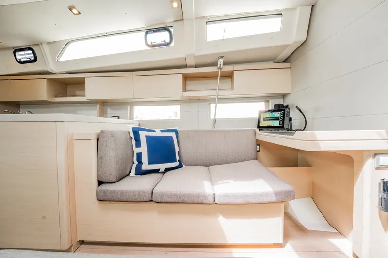 Slide: The Image of Modern interior of 2020 Beneteau Oceanis 46.1 yacht with sleek design and comfortable seating. - 22