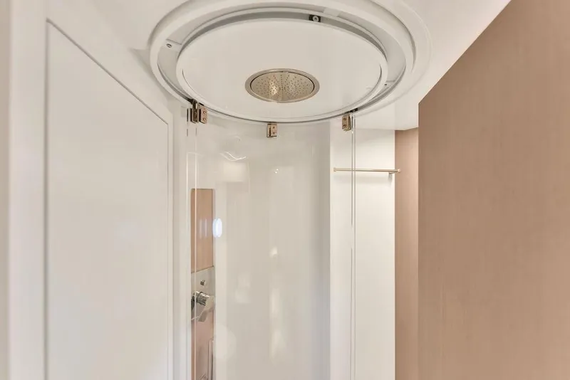 Slide: The Image of Modern shower area in 2021 Ferretti Yachts 500, featuring sleek design and fixtures. - 79
