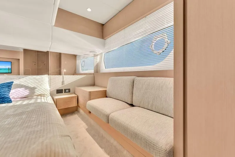 Slide: The Image of Luxurious interior of 2021 Ferretti Yachts 500, featuring elegant seating and modern design. - 68