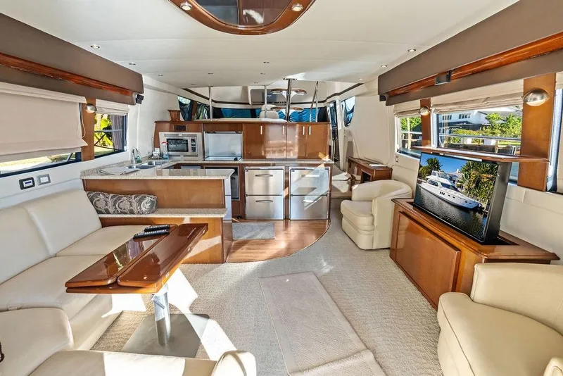 Slide: The Image of Luxurious interior of 2009 Carver 56 Voyager SE yacht with modern amenities. - 16