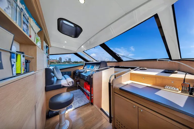 Slide: The Image of Luxurious interior of 2008 Aicon 75 yacht with modern helm and panoramic windows. - 69
