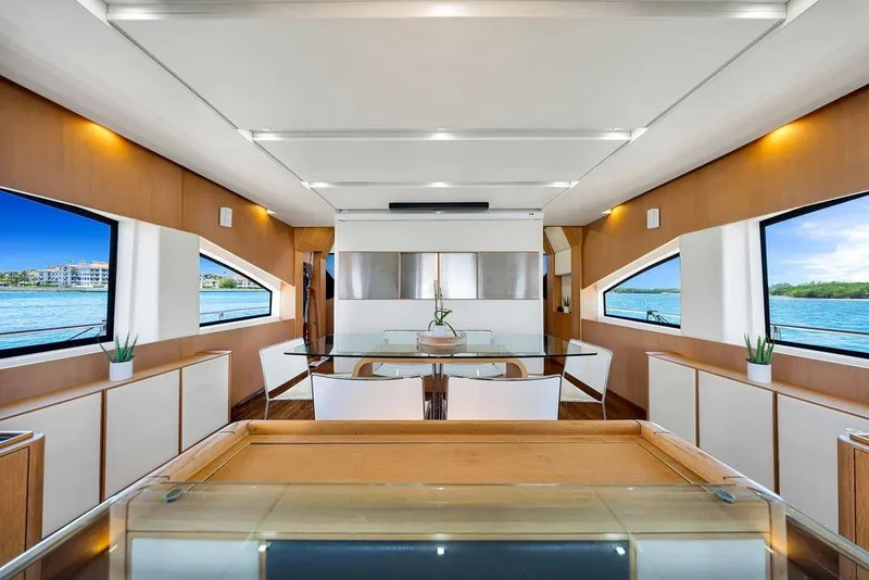 Slide: The Image of Luxurious interior of 2008 Aicon 75 yacht with modern dining area and scenic ocean views. - 50