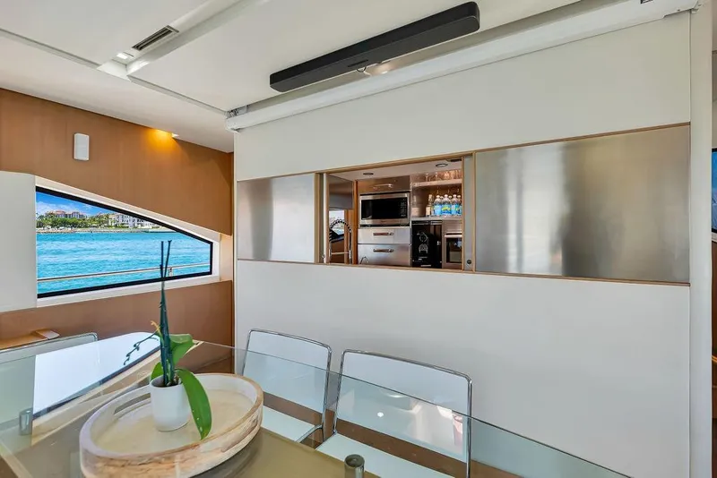 Slide: The Image of Luxurious interior of 2008 Aicon 75 yacht with modern kitchen and scenic ocean view. - 59