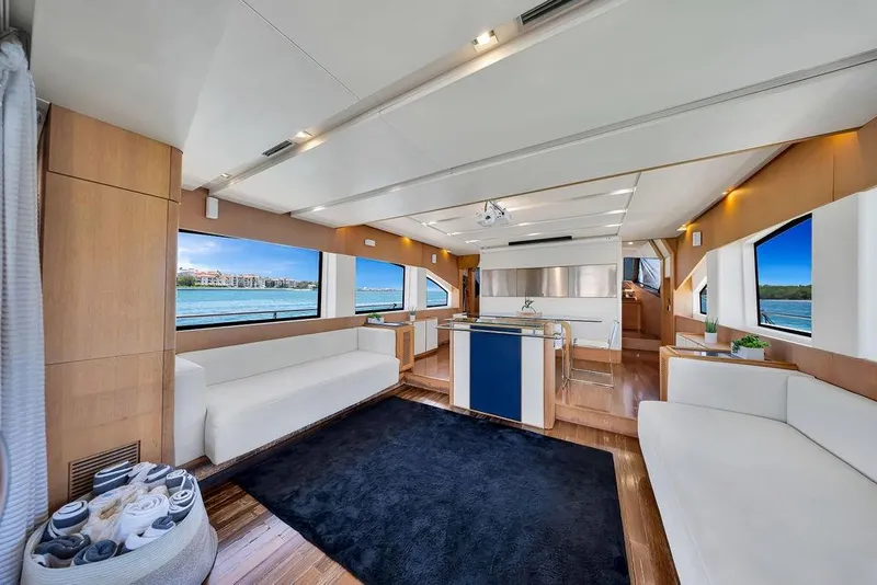 Slide: The Image of Luxurious interior of 2008 Aicon 75 yacht with modern furnishings and scenic ocean views. - 45