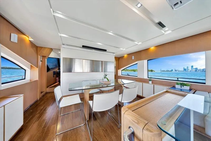 Slide: The Image of Luxurious interior of 2008 Aicon 75 yacht with modern dining area and scenic ocean views. - 53