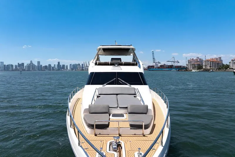 Slide: The Image of Luxury Aicon 75 yacht cruising near city skyline, 2008 model. - 37