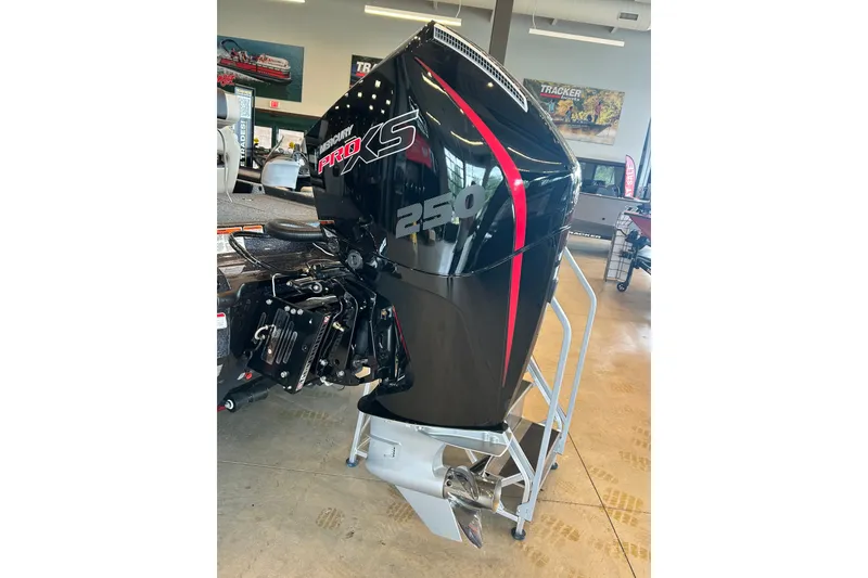 Slide: The Image of 2027 Nitro Z21 XL Pro with Mercury Pro XS 250 engine in showroom. - 14