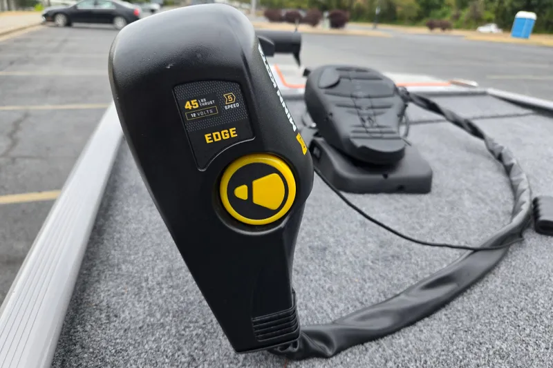 Slide: The Image of Trolling motor control on 2027 Tracker Bass Tracker Classic Limited boat, featuring 45 lb thrust. - 15