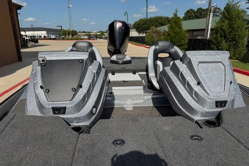 Slide: The Image of 2027 Nitro Z21 XL Pro boat interior with dual seats and sleek design. - 17