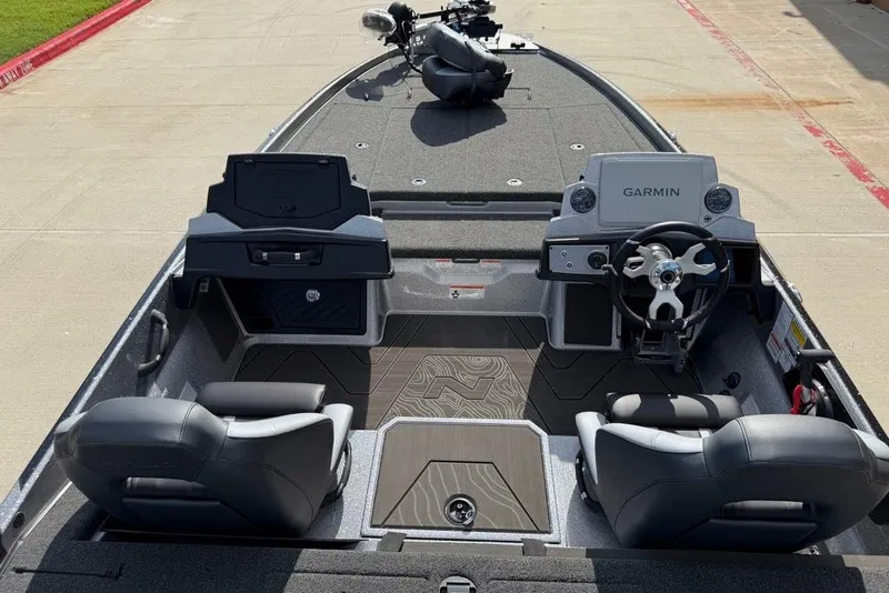 Slide: The Image of 2027 Nitro Z21 XL Pro boat interior with Garmin navigation system and dual seating. - 19