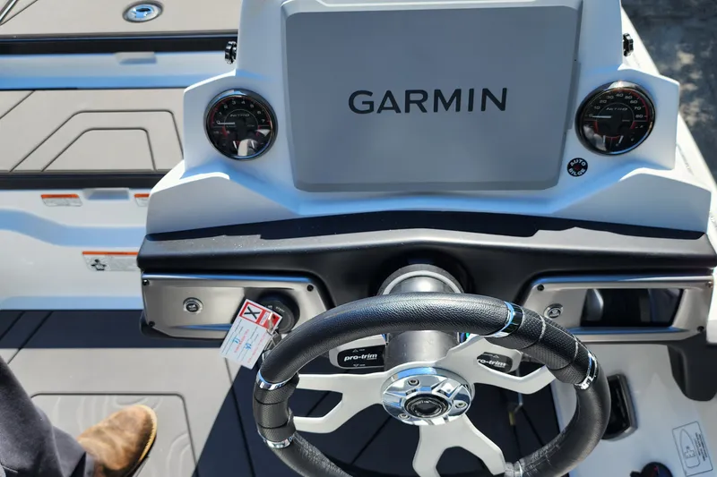 Slide: The Image of Steering console of 2027 Nitro Z20 XL Pro boat with Garmin display and gauges. - 6