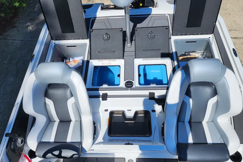 Slide: The Image of 2027 Nitro Z20 XL Pro boat interior with dual seats and storage compartments. - 5