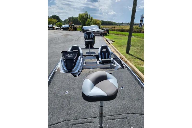 Slide: The Image of 2027 Nitro Z21 XL Pro boat interior with seating and deck view. - 8
