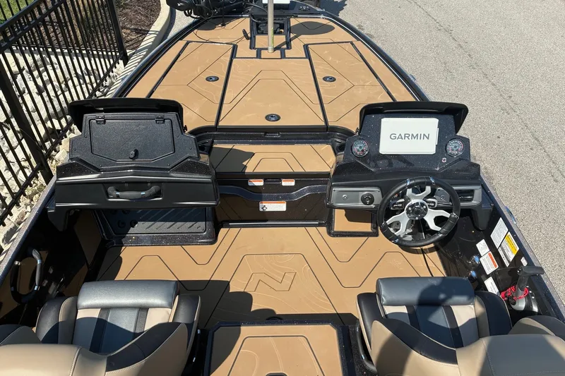 Slide: The Image of 2027 Nitro Z20 XL Pro boat interior with Garmin navigation system and dual seating. - 8