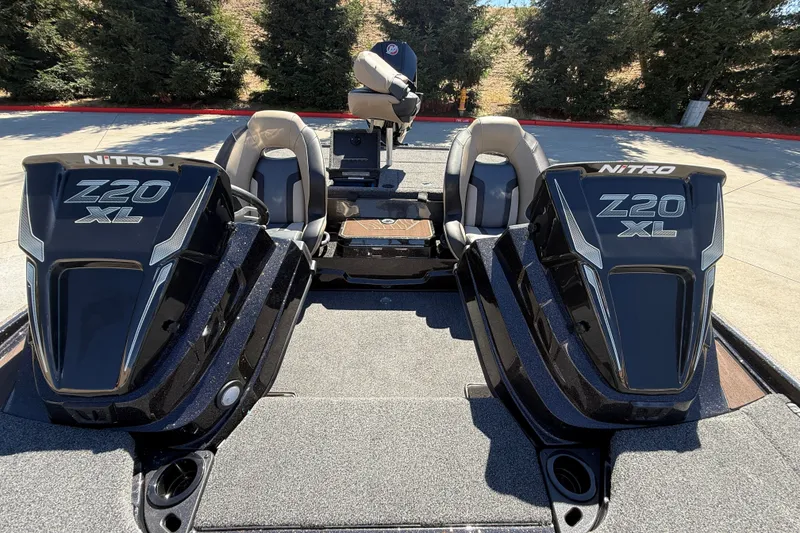 Slide: The Image of 2027 Nitro Z20 XL Pro boat with dual seats and sleek design. - 14