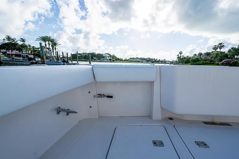 Slide: The Image of 2008 Bertram 360 boat deck with scenic waterfront view. - 31