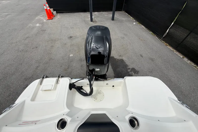 Slide: The Image of 2024 Bayliner Element M17 boat with outboard motor, viewed from above. - 47