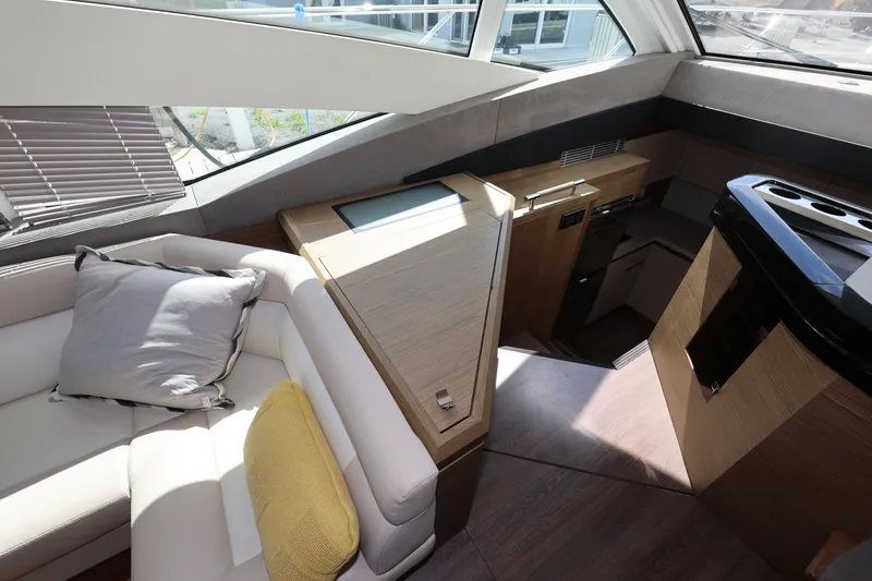 Slide: The Image of Luxurious interior of 2019 Beneteau Gran Turismo 50 yacht with modern furnishings. - 20