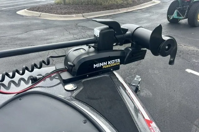 Slide: The Image of Minn Kota PowerDrive trolling motor on 2021 Nitro Z19 boat in parking lot. - 7
