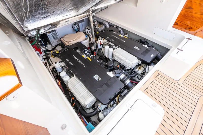 Slide: The Image of Engine compartment of 2020 Hinckley Picnic Boat 37 MKIII with Volvo Penta engines. - 53