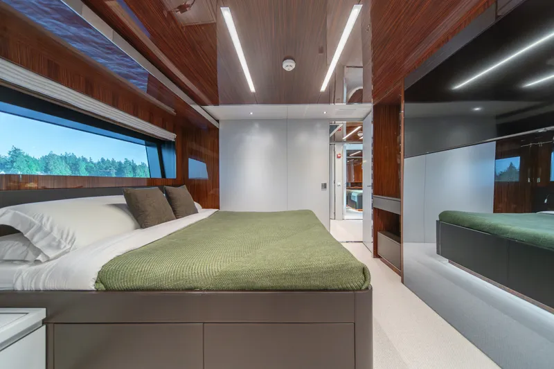 Slide: The Image of Luxurious bedroom interior on 2021 Riva 110' Dolcevita yacht with modern design. - 68
